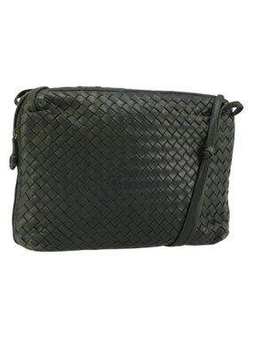 Authentic BOTTEGA VENETA INTRECCIATO Shoulder Bag Leather Green Gold